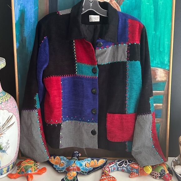 Koret Petites Multicolor Patchwork Blazer M - Picture 2 of 16